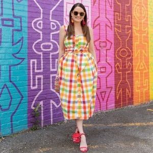 Christopher John Rogers x Target Plaid Colorful Rainbow Button Sleeveless Dress